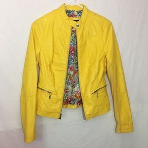 Yellow faux leather jacket